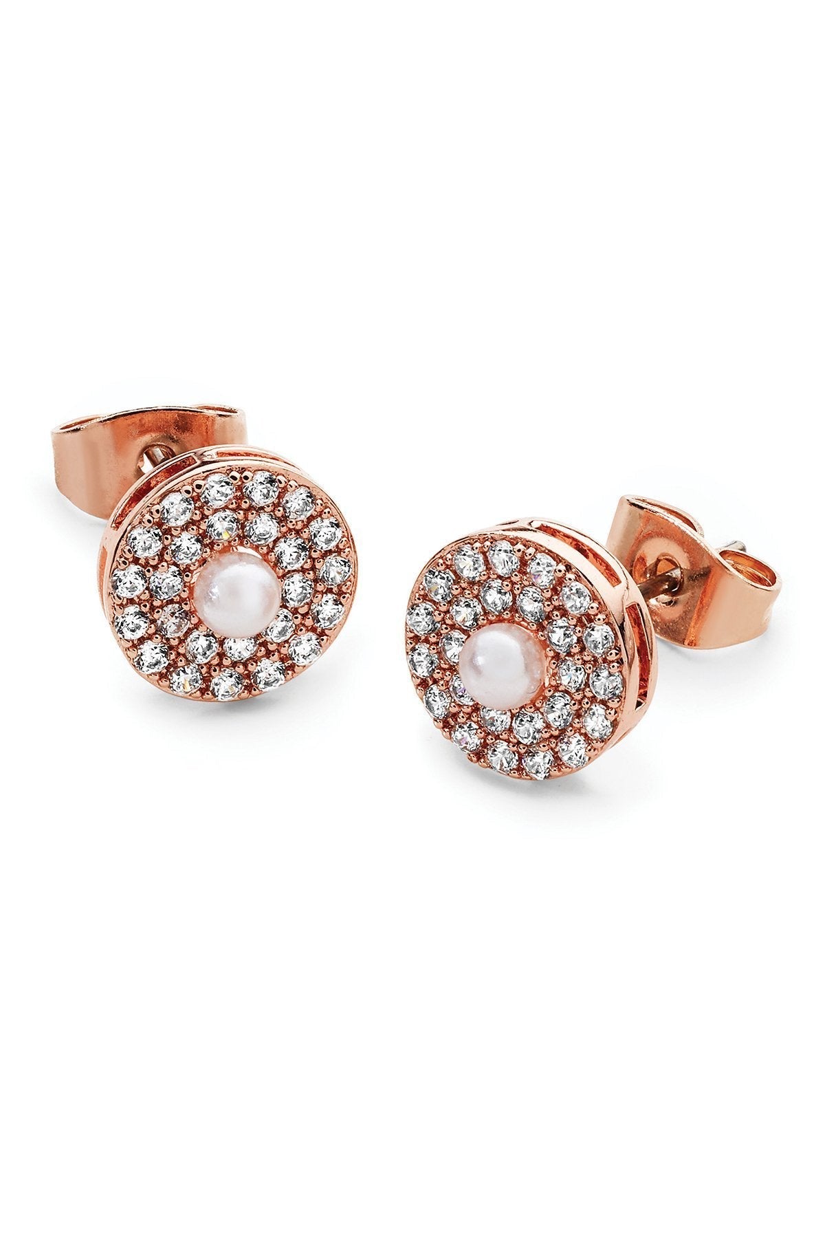 Carraig Donn Pave Circle With Pearl Centre Earrings