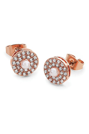 Pave Circle With Pearl Centre Earrings