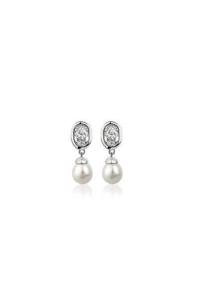 Carraig Donn Pearl Drop Earrings with Clear Stones