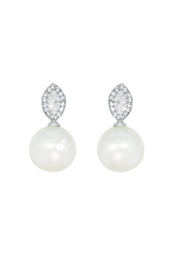 Carraig Donn Pearl Earrings With Clear Stone