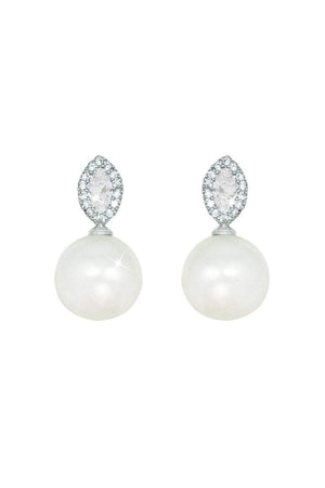 Pearl Earrings With Clear Stone