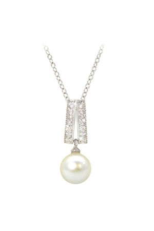 Pearl Pendant with Stones in Silver