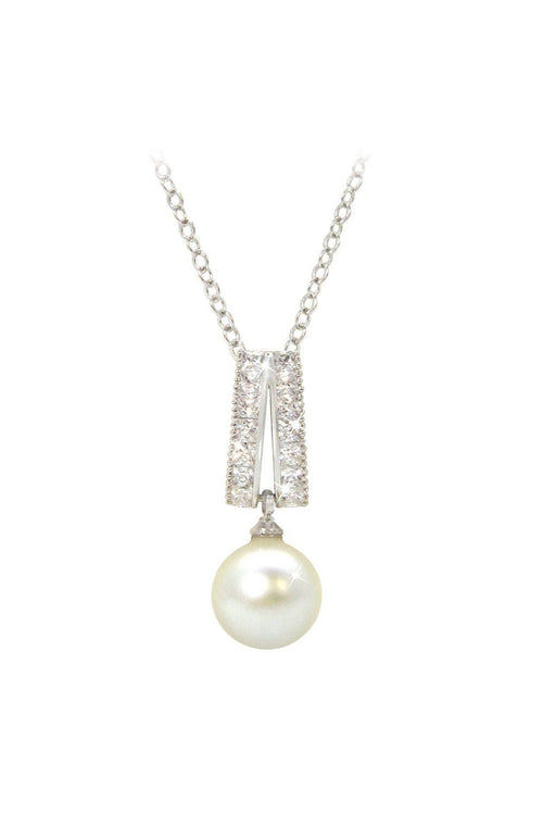 Pearl Pendant with Stones in Silver