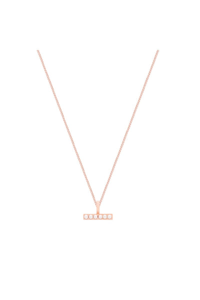 Carraig Donn Pearl T-Bar Necklace in Rose Gold