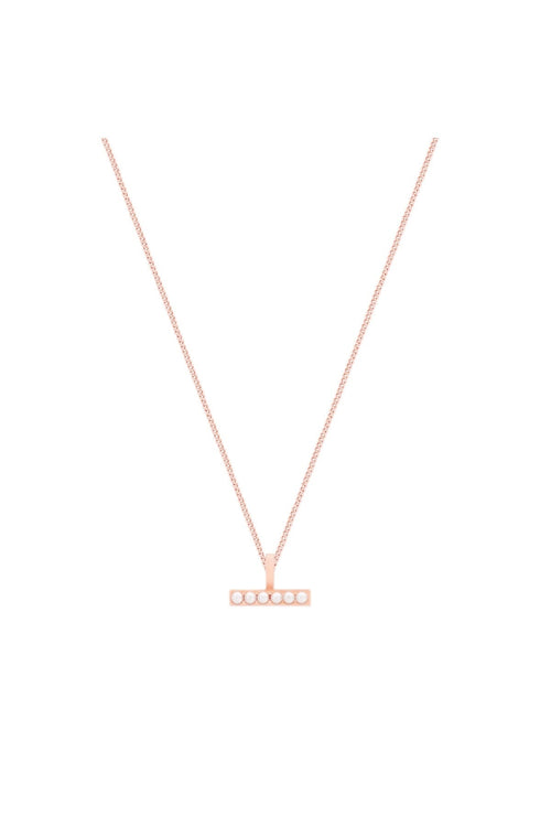 Pearl T-Bar Necklace in Rose Gold