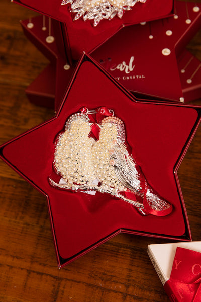 Carraig Donn Pearl Turtle Doves Christmas Decoration