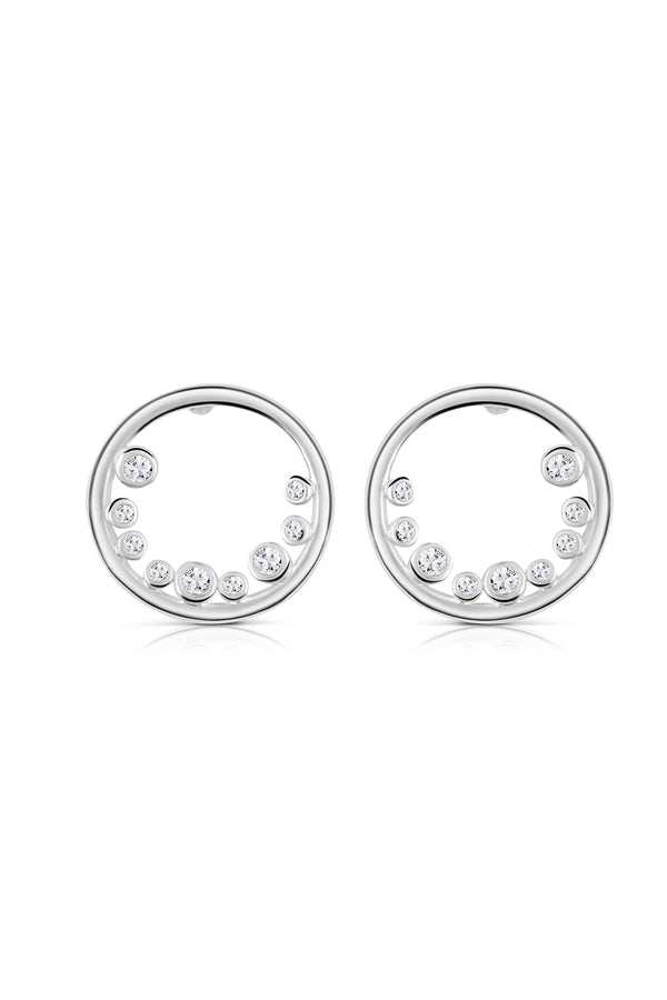 Carraig Donn Petite Circular Earrings with Clear Stones
