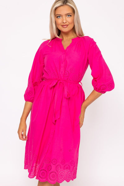 Carraig Donn Pink Broderie Midi Dress