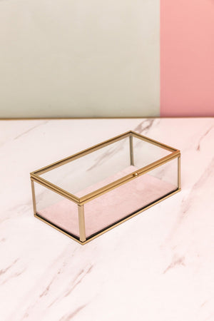Pink Glass Lidded Jewellery Box