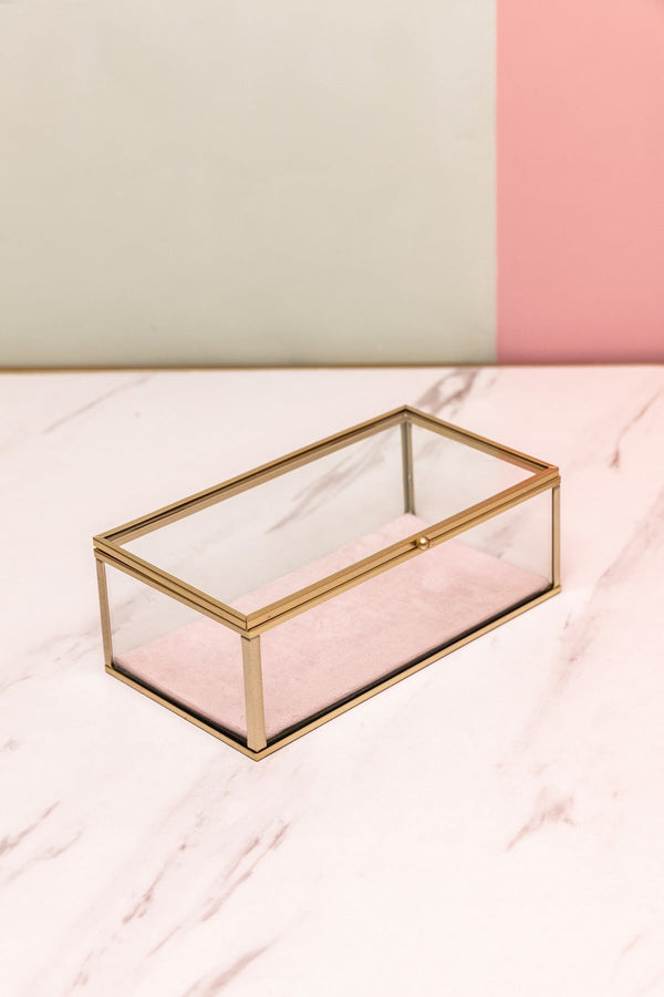 Carraig Donn Pink Glass Lidded Jewellery Box