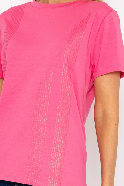 Carraig Donn Pink Glitter Printed Cotton T-Shirt