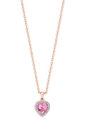 Pink Heart Drop Pendant in Rose Gold