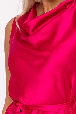 Carraig Donn Pink Satin Cowl Neck Dress