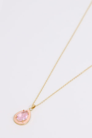 Pink Teardrop Necklace