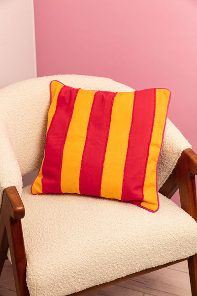 Carraig Donn Pink & Yellow Striped Cushion