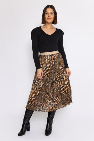 Pleated Skirt in Animal Print