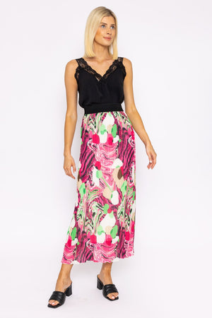 Pleated Skirt in Pink Print
