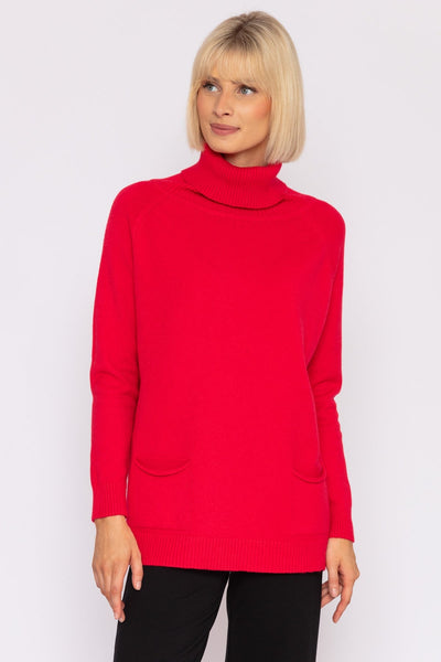Carraig Donn Pocket Polo Knit in Red