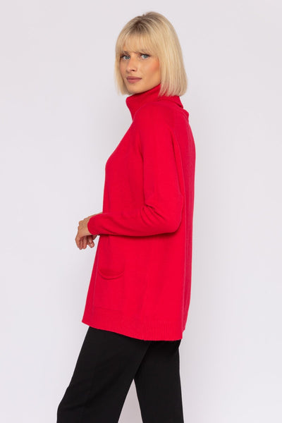 Carraig Donn Pocket Polo Knit in Red