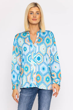 Carraig Donn Printed Jersey Top in Blue