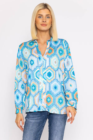 Printed Jersey Top in Blue