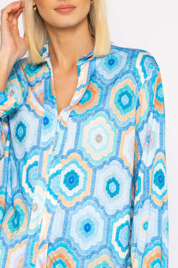 Carraig Donn Printed Jersey Top in Blue