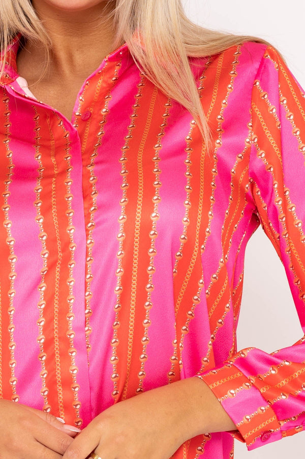 Carraig Donn Printed Sateen Shirt in Pink Print
