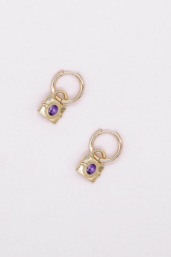 Carraig Donn Purple Padlock Earrings