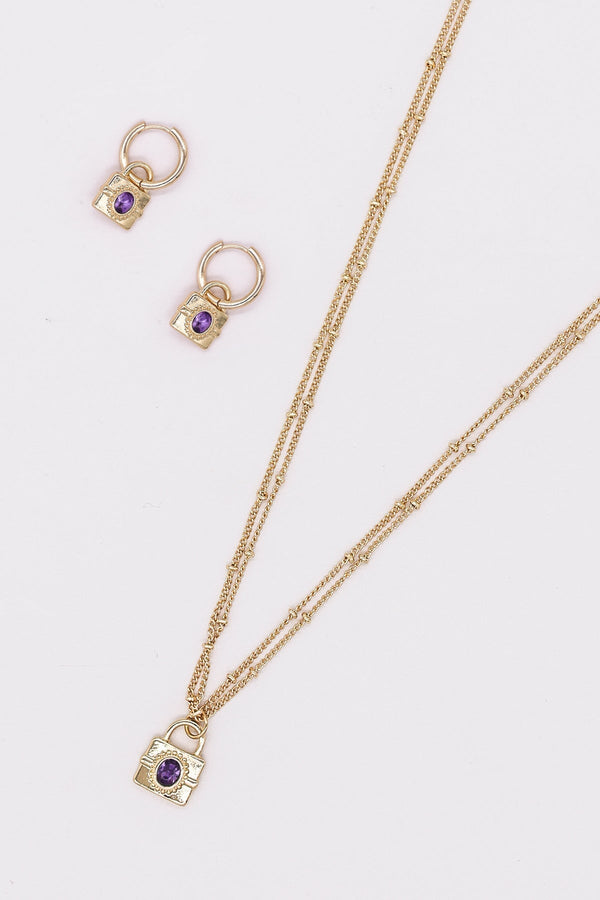 Carraig Donn Purple Padlock Necklace