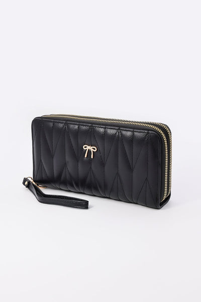 Carraig Donn Quilted Bow Purse in Black