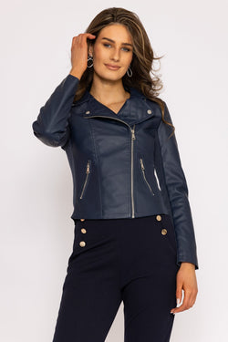 Carraig Donn Quilted Side Zip Jacket in Navy