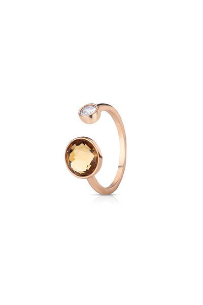 Carraig Donn Ring with Yellow Topaz and Clear Stone Settings