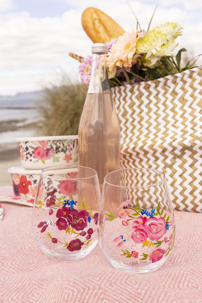 Carraig Donn Rosa Belle Stemless Wine Glass Set of 4