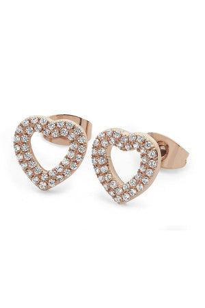 Rose Gold Double Pave Heart Earrings