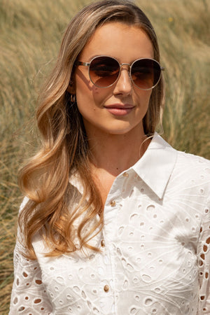 Round Gold Texture Sunglasses