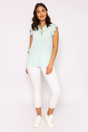 Carraig Donn Ruffle Viscose Top in Mint