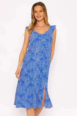 Carraig Donn Sadie Blue Printed Midi Dress