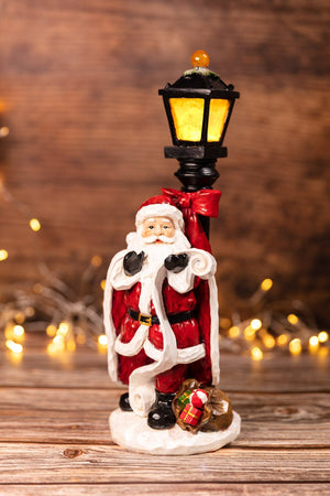 Santa Lamp Post Ornament With Led