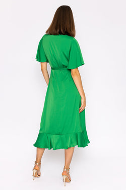 Carraig Donn Satin Wrap Dress in Green