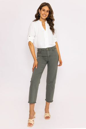 Carraig Donn Seamless Hem Jeans in Khaki