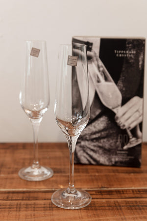 Set of 2 Crystal Champagne Glasses