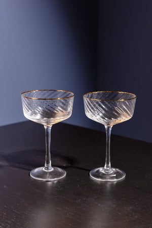 Set Of 2 Gold Champagne Saucer