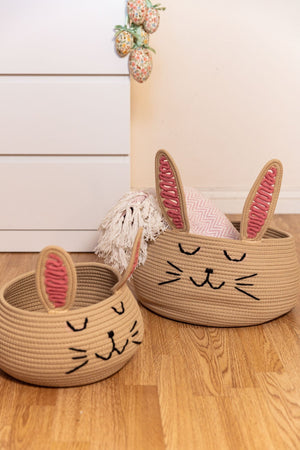Set of 2 Woven Bunny Baskets