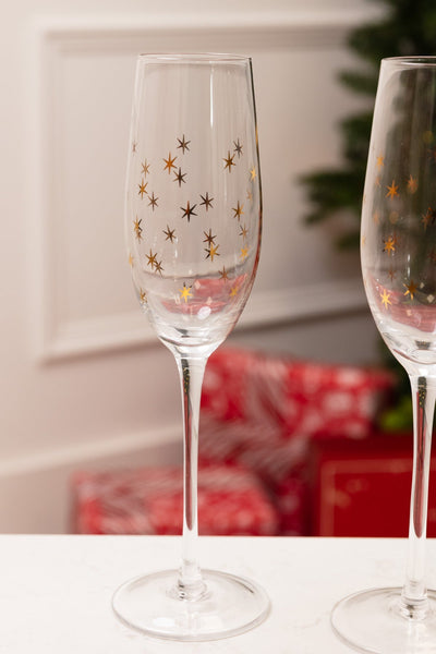 Carraig Donn Set Of 4 Gold Star Champagne Glasses