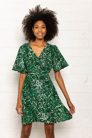 Shea Knee Dress in Green Print