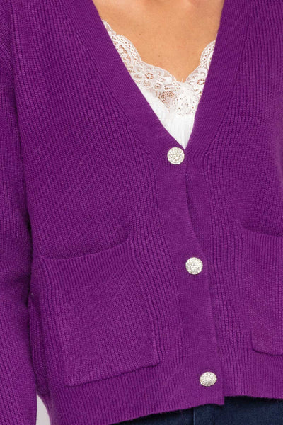 Carraig Donn Short Cardigan in Purple