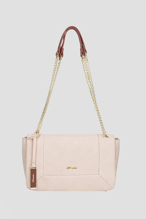 Shoulder Bag with Chain Strap in Cream