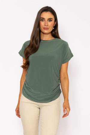 Side Ruched T-Shirt in Khaki