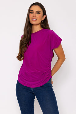 Carraig Donn Side Ruched T-Shirt in Magenta