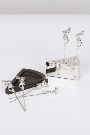Carraig Donn Silver Mice Cheese Picks on Stand